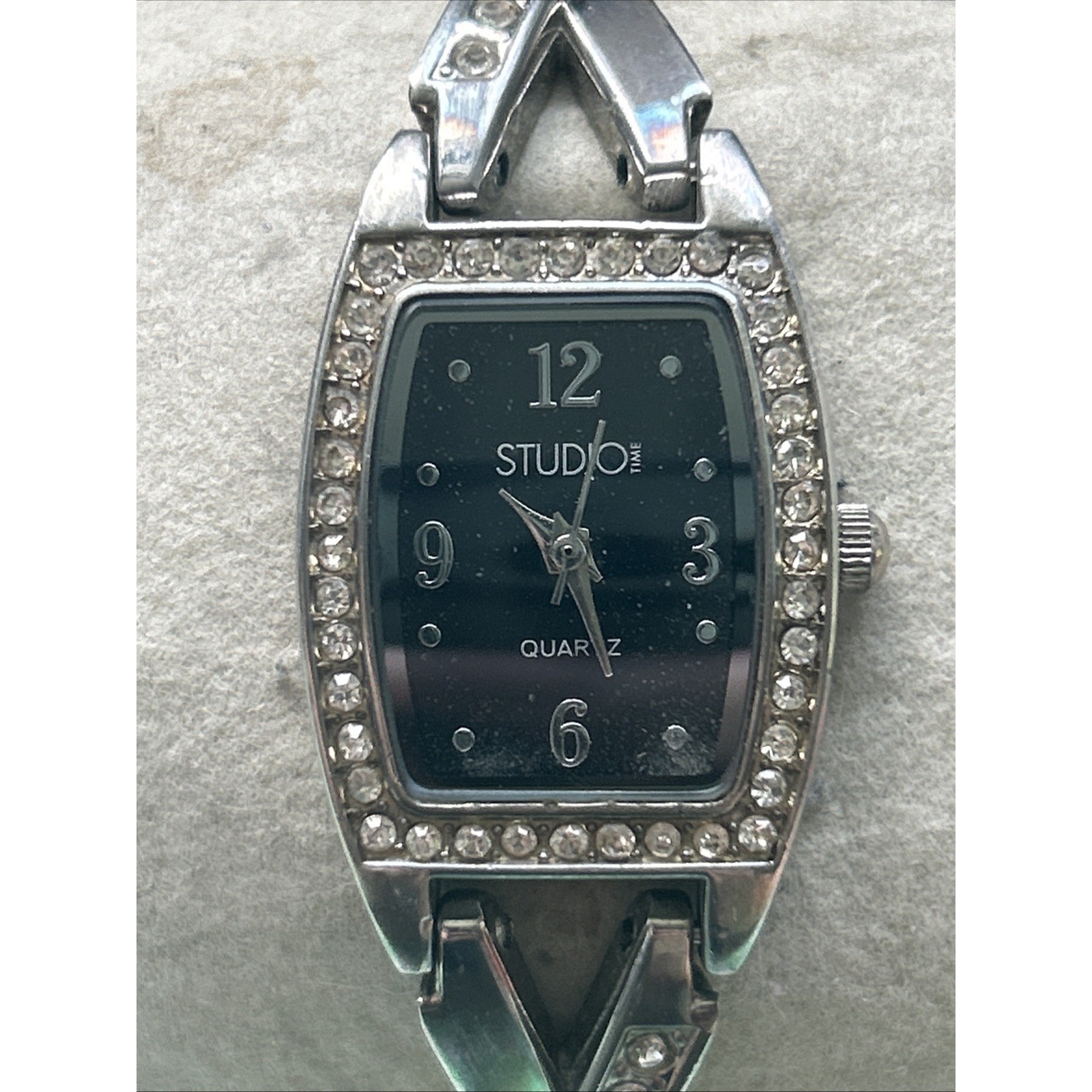 Studio Time Black Dial Silver Tone Womens Quartz Watch